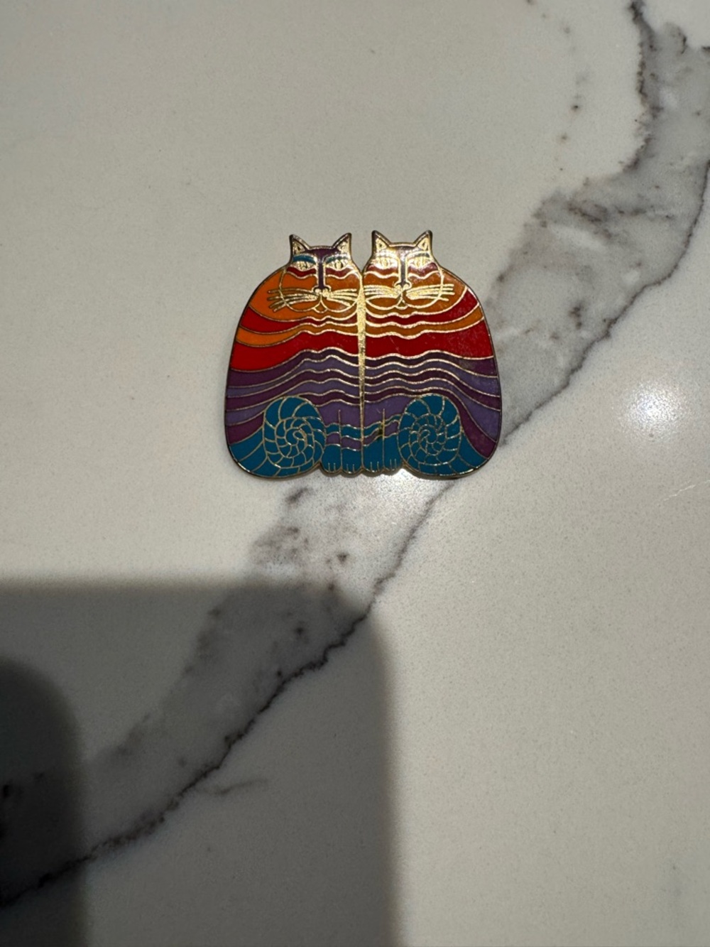 Laurel Burch Rainbow Double Cat Enamel Pin